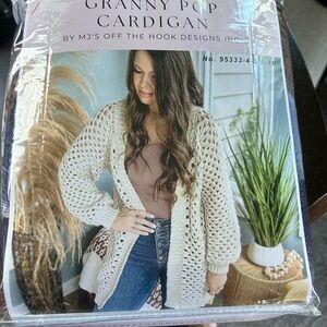 Granny Pop Cardigan Crochet Kit Women's Crochet Cream Cardigan